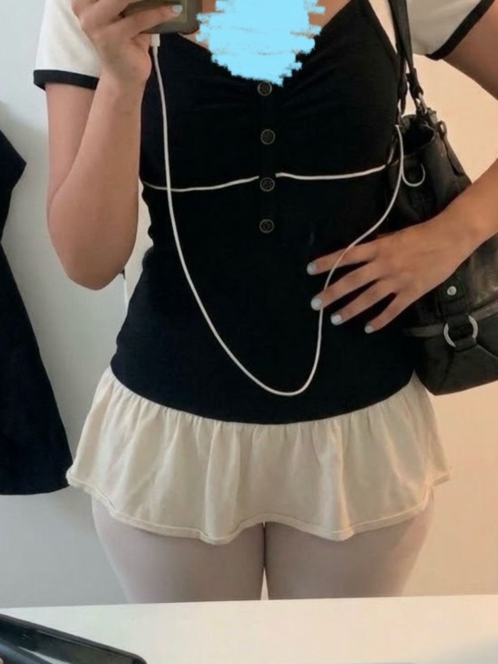 Black and white Layered Mini Skirt Dress